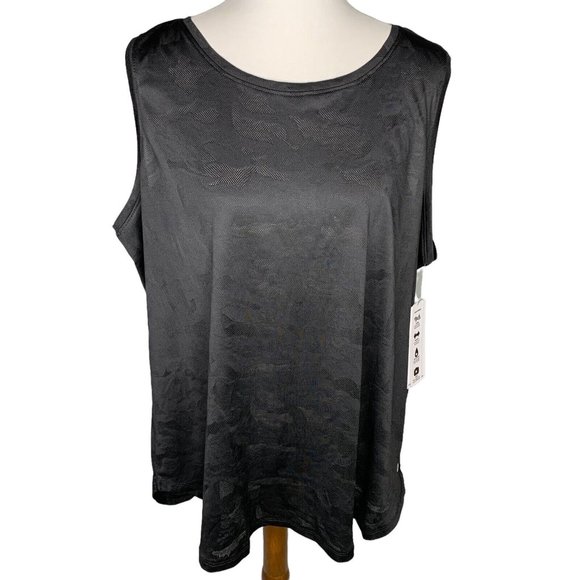 RBX Breezy Textured Jacquard Tank Top Plus Size 2X Black - Picture 1 of 6